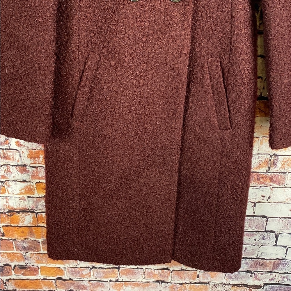 RW&CO Maroon Red Teddy Double Breasted Long Cozy Layering Coat Sz XS - Picture 7 of 16